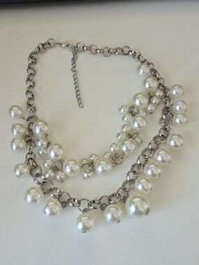 Pearl Cluster Silver-Tone Statement Necklace